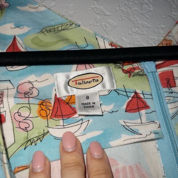 Talbots Blue Portrait Sailing Cotton Dress Size 8 - Picture 3 of 7